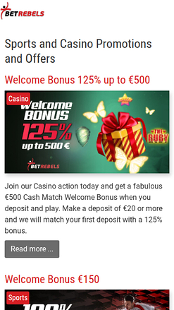 Promotions mobiles de BetRebels Casino