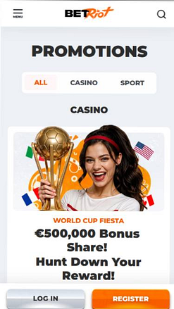 Promotions mobile page screenshot of BetRiot Casino