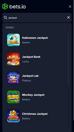 Jackpot mobile del casinò Bets.io