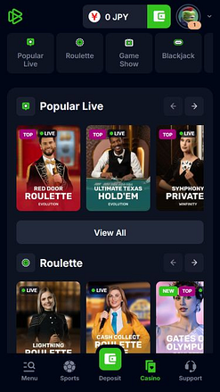 Casinò Bets.io Mobile con croupier dal vivo