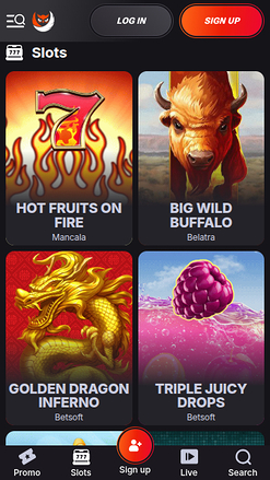 Betsomnia mobile Spiele