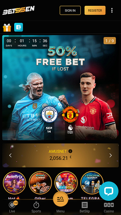 Página de inicio móvil de Betssen Casino