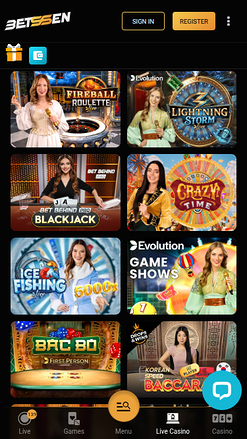 Crupier en vivo móvil de Betssen Casino