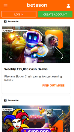 Promotions mobiles de Betsson Casino