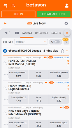 Sports mobiles de Betsson Casino