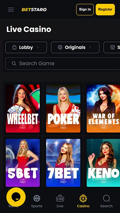 BetStaro Casino Mobile Live Dealer