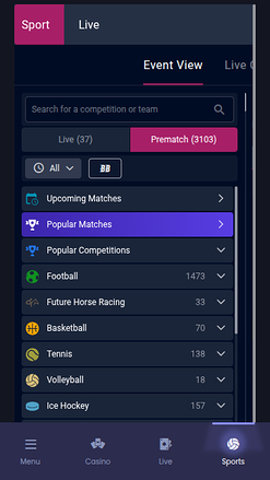 Deportes móviles de BetStorm Casino