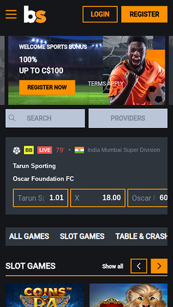 Page d'accueil mobile de Betstro Casino