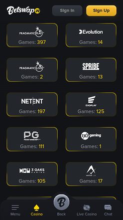 Développeurs de jeux mobiles de Betswap.gg Casino