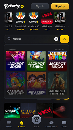 Jackpot mobile de Betswap.gg Casino
