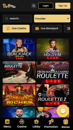 Мобильное приложение Betterwin Casino с живыми дилерами
