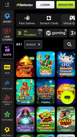 Bettorian Casino Jackpot-Mobilseite
