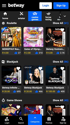Betway Casino Mobile Live Dealer
