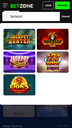 Jackpot mobile di Betzone Casino