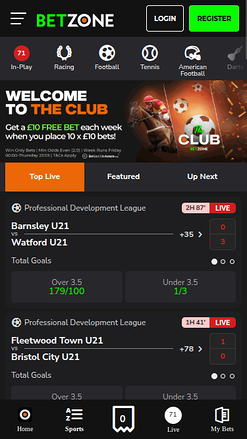 Sport mobile di Betzone Casino