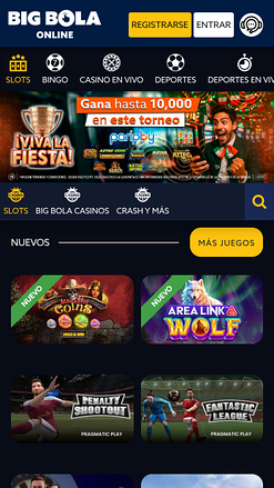 Página de inicio móvil de Big Bola Casino