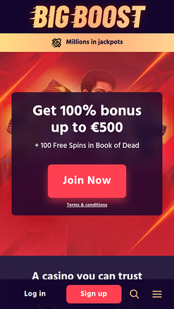Página de inicio móvil de Big Boost Casino