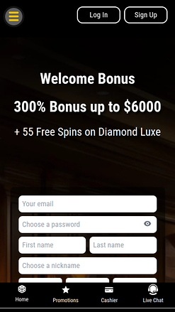 Page d'accueil mobile de Big Dollar Casino