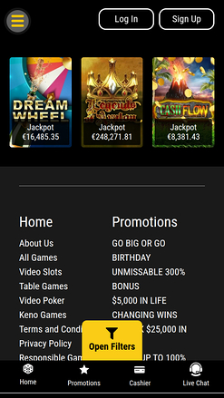 Jackpot mobile de Big Dollar Casino