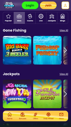 Jeux mobiles de Big Thunder Slots Casino