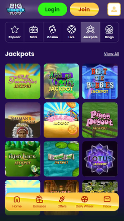 Jackpot mobile de Big Thunder Slots Casino
