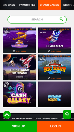 Jeux crash mobiles de Big5Casino
