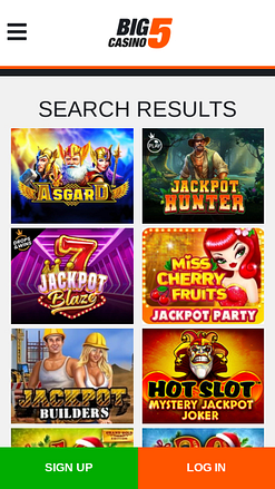 جائزة Big5Casino Mobile Jackpot