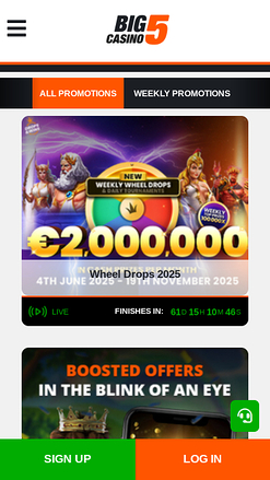 Promotions mobiles de Big5Casino