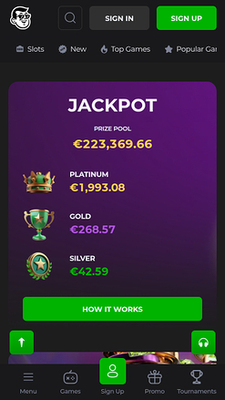 Jackpot mobile de Billy Billion Casino