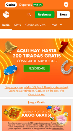 Page d'accueil mobile de Bingo Botemania Casino