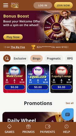 Bingo mobile di Bingo Cafe Casino