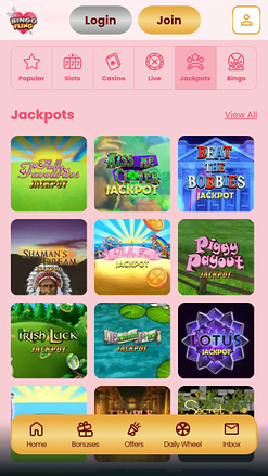 Jackpot mobile de Bingo Fling Casino
