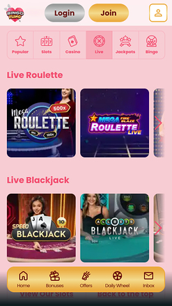 Croupier en direct mobile de Bingo Fling Casino