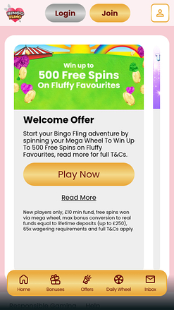Promotions mobiles de Bingo Fling Casino