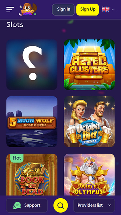 Jeux mobiles de BingoBonga Casino