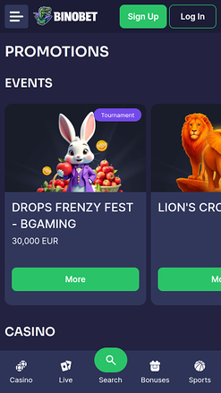 Promotions mobiles de Bino.bet Casino