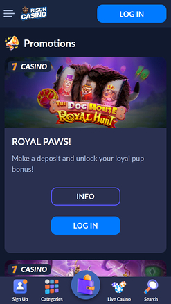 Promotions mobiles de Bison Casino