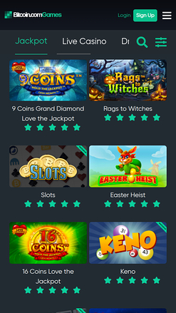 Jackpot mobile de Bitcoin.com Games Casino