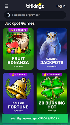 Jackpot mobile de Bitkingz Casino