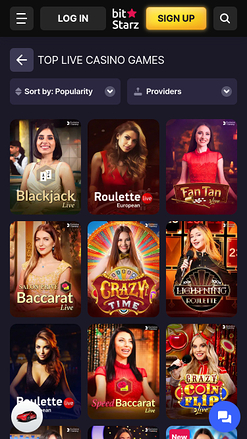 Croupier en direct mobile de Bitstarz Casino