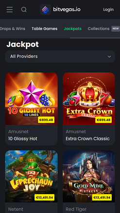 Jackpot mobile de BitVegas Casino