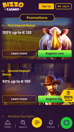 Promotions mobiles de Bizzo Casino