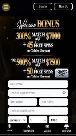 Black Lotus Casino Mobile Homepage
