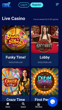 Croupier en direct mobile de Blizz Casino