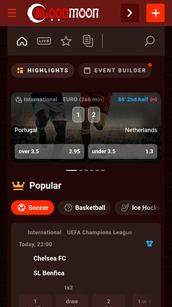 Sports mobiles de Blood Moon Casino