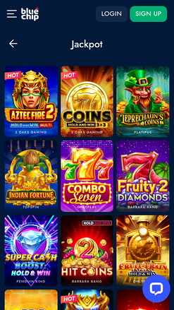Jackpot mobile de BlueChip Casino