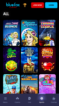 Giochi mobile di Blue Fox Casino