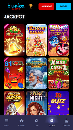 Jackpot mobile di Blue Fox Casino