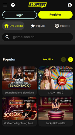 Croupier en direct mobile de BluffBet Casino