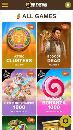 Jeux mobiles de Bob Casino